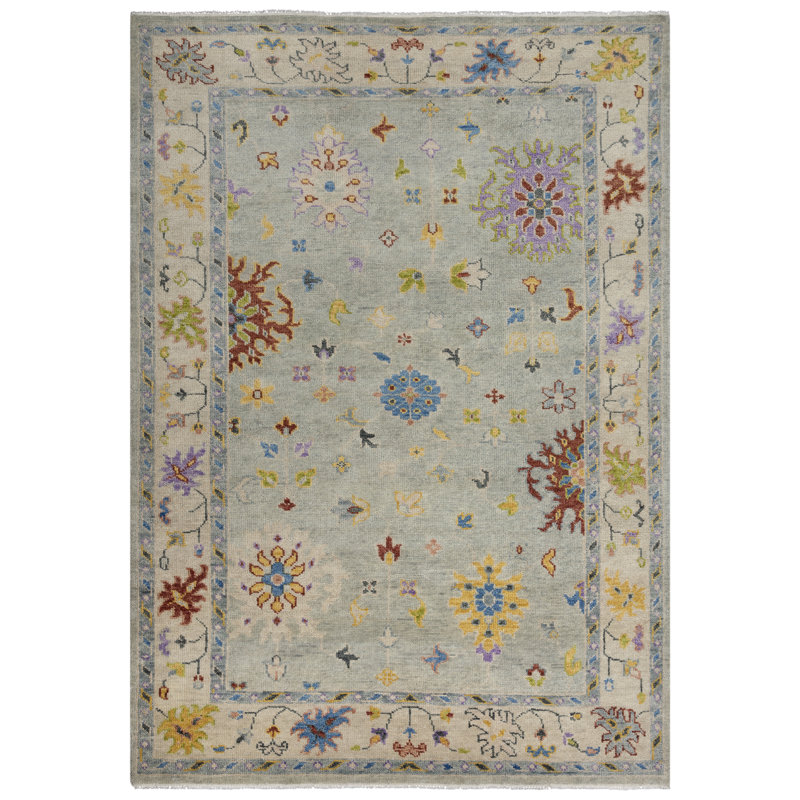 Wool Floral Indoor Rug, Rectangle 6' X 9'