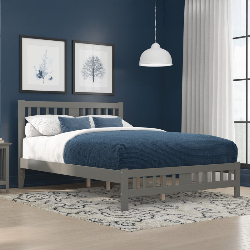 Jordon Slat Bed, Queen, Gray