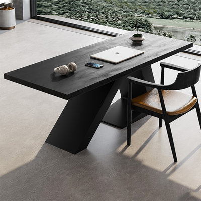 Bureau d'écriture rectangulaire en bois massif noir