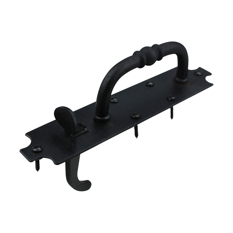 Loquet de porte en fonte noire 8 po - style colonial Norfolk, quincaillerie robuste antirouille 3 pièces