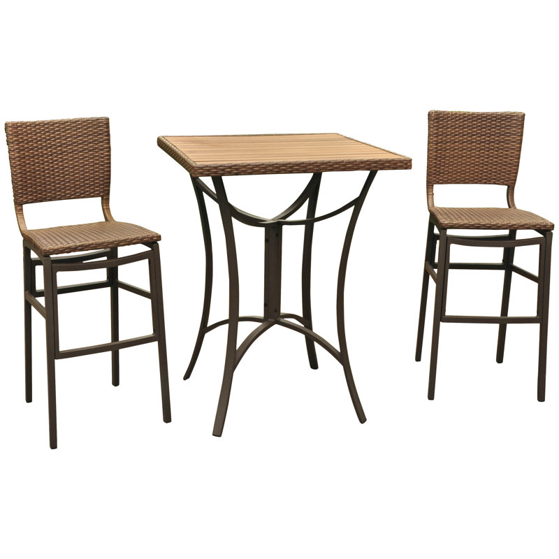 Brade Wicker Patio Dining Set with Square Table, Antique Brown
