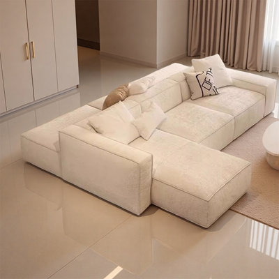 Simple Modern Beige Modular Linen Blend Sofa
