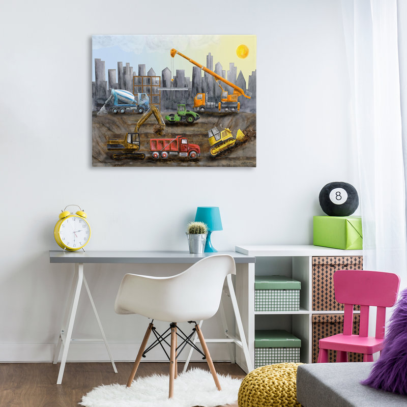  "Construction Camions Skyline" par Brett Blumenthal, H 30 po x l 40 po