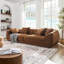 Canapé brun clair, taie d'oreiller amovible, tissu de flanelle, structure en bois massif, rembourrage en éponge haute densité, style nordique moderne, 4 coussins décoratifs.-1026089331