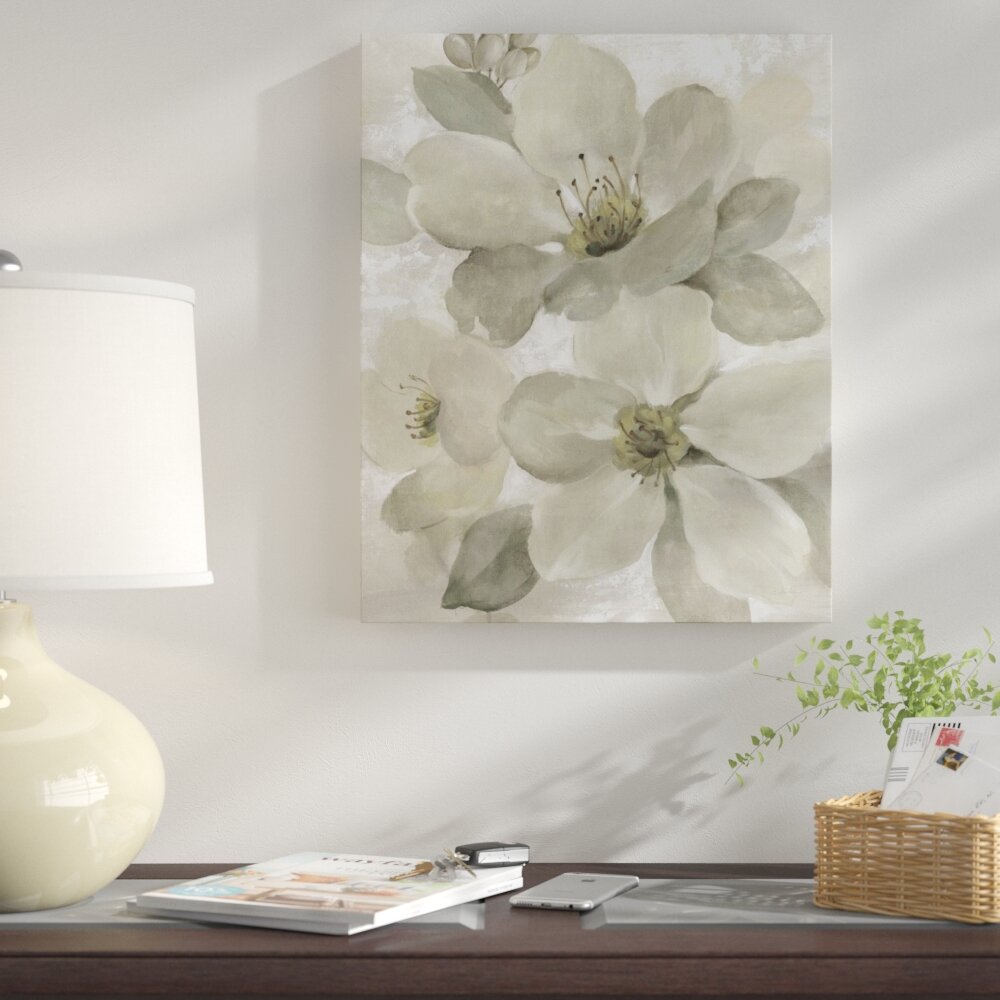 Trinx White On White Floral I Crop Neutral On Canvas By Silvia Vassileva Print Wayfair Canada 0016