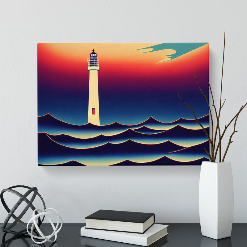 Deco Lighthouse - Wrapped Canvas, 50cm H x 76cm W x 3cm D
