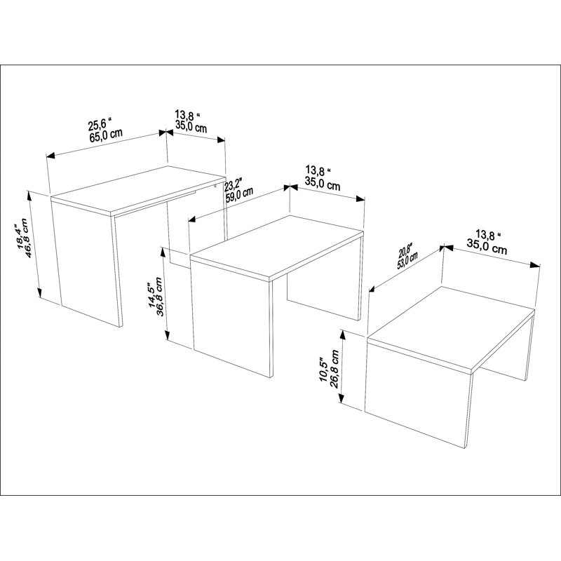 Shalesa Modern Nesting Table, Oak Wood