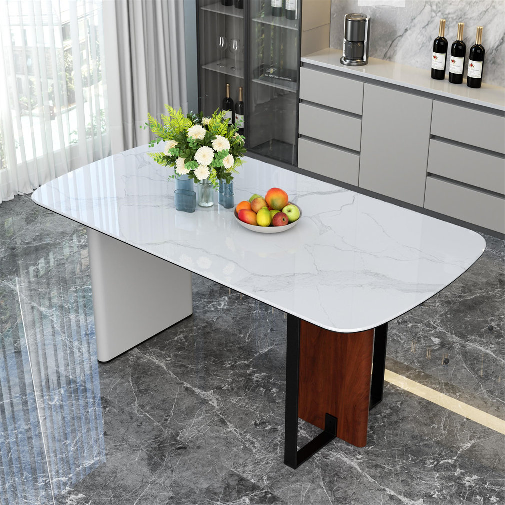 Ivy Bronx Luxury Dining Table Sintered Stone Tabletop Island Table 4-6 ...