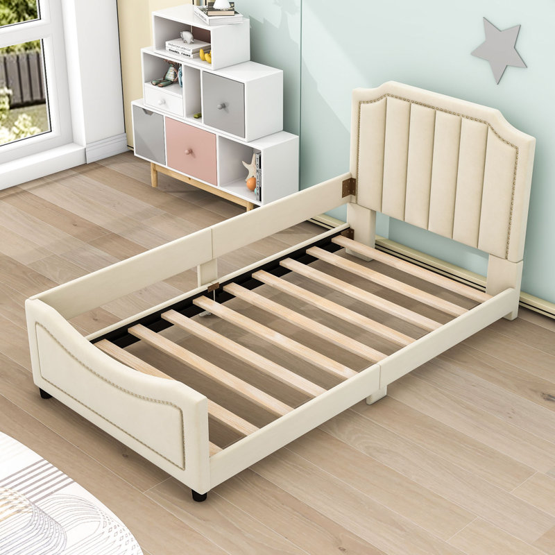 Latory Upholstered Youth Bed, Beige