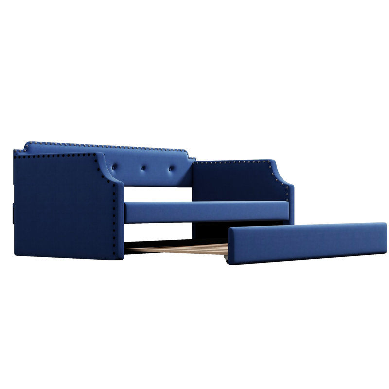 Lit de jour rembourré avec couchette, Bleu