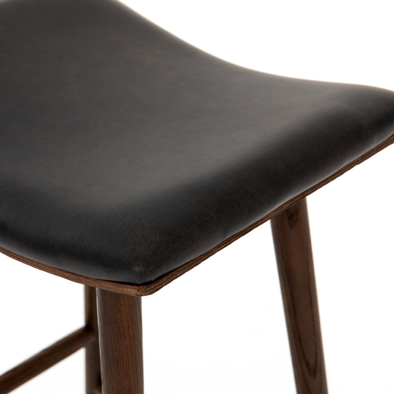 Union Wallis Belfast Solid Wood Stool, Counter Stool (26" Seat Height), Rayon/Viscose - Essence Natural/Black Parawood