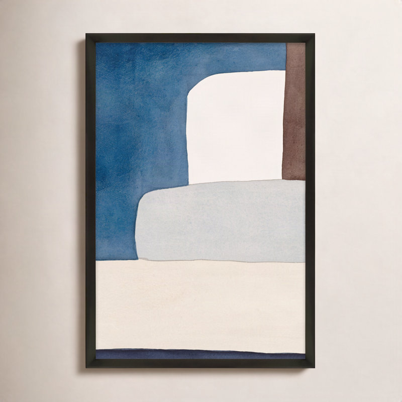 «Divided Distant Blue» par Julia Balfour - peinture encadrée, L 14 po x H 20 po, Cadre noir
