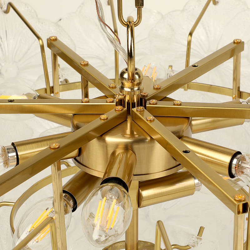 Lustre français à niveaux à 23 lumières de 23,6 po avec accents en verre fleur