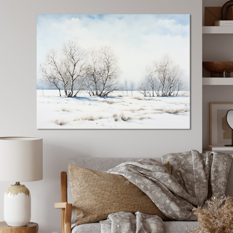 «Snow Winter Minimalisme Landscape II», reproduction sur toile, Toile tendue, H 30 po x l 40 po x P 1,5 po