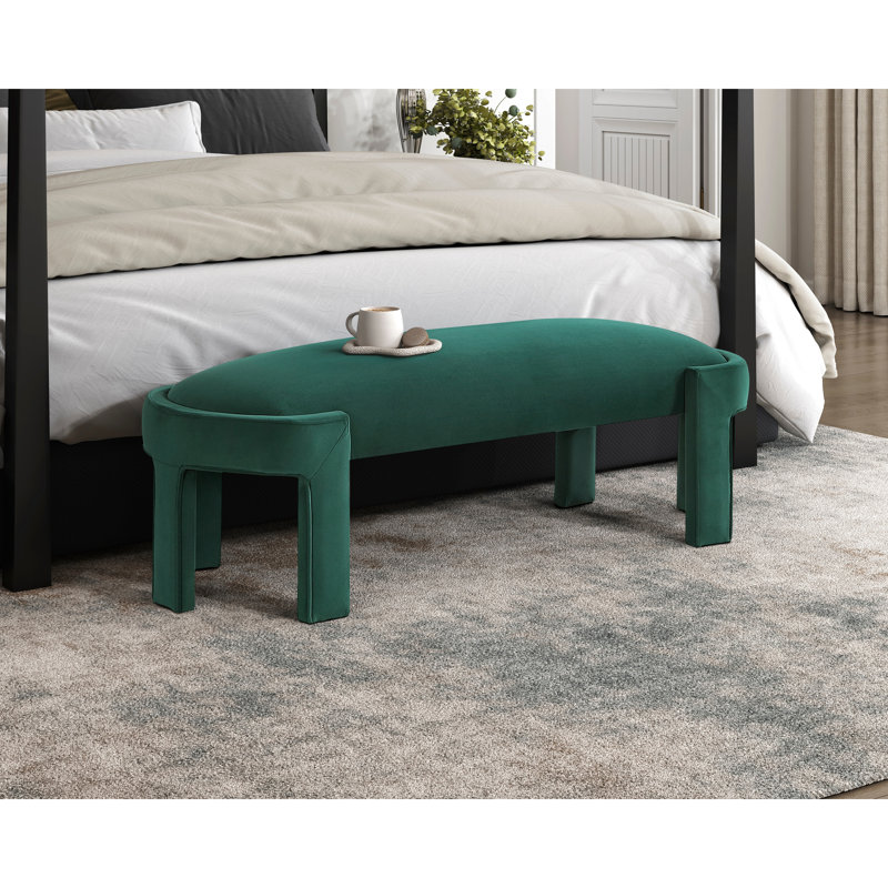 Banc rembourré en velours avec coussin en mousse confortable et structure en contreplaqué pour la décoration de la chambre à coucher ou du salon, 54 po x 20 po 19 po, capacité de poids de 300 lb, tissu intérieur épais de 1 pièce