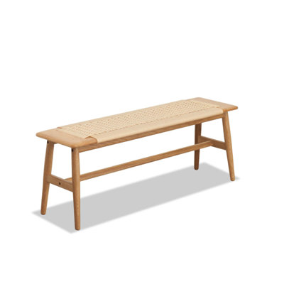 Handwoven Cane Seat Wood Dining Bench, Versatile And Comfortable For Home Decor