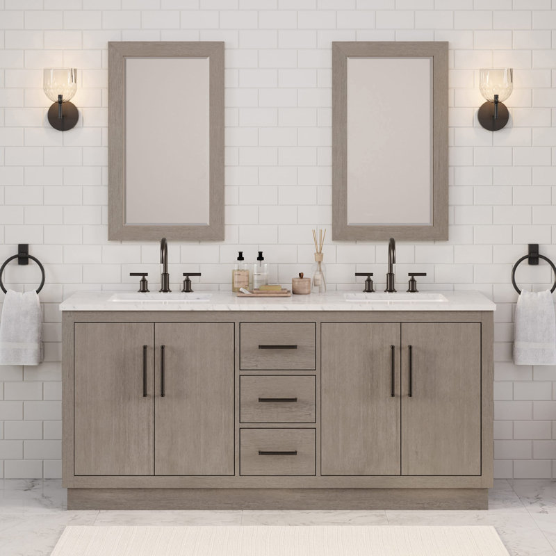Ensemble de meuble-lavabo double 72 po Kamila, Bronze huilé, 72"