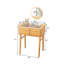 Ensemble de coiffeuse de maquillage avec miroir, plateau en verre, armoire à tiroirs et tabouret en rotin
