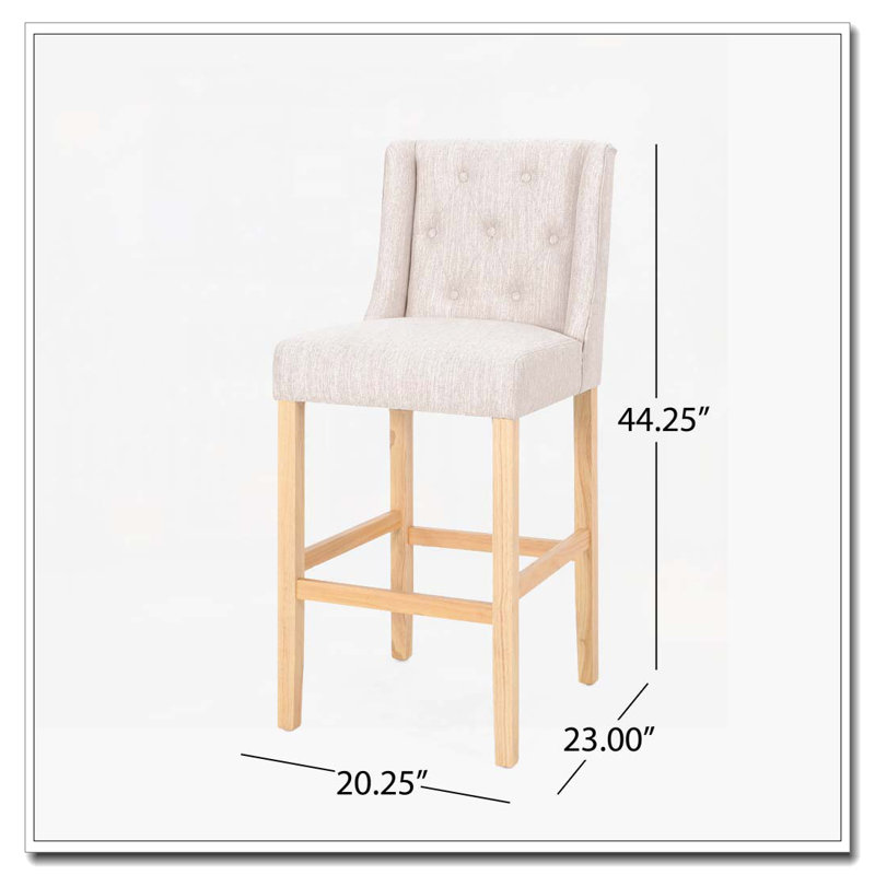 Tufted Wingback Barstool, White