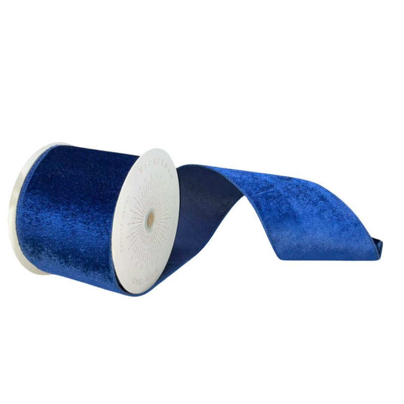 Vickerman 4"x10yd Velvet Christmas Ribbon, Plush Midnight Blue