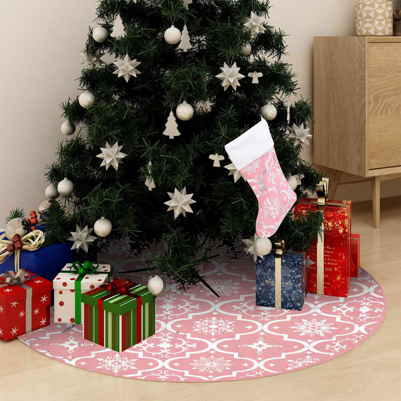 Tapis d'arbre de Noël artificiel Luxury, Rose, H 59 po x l 59 po