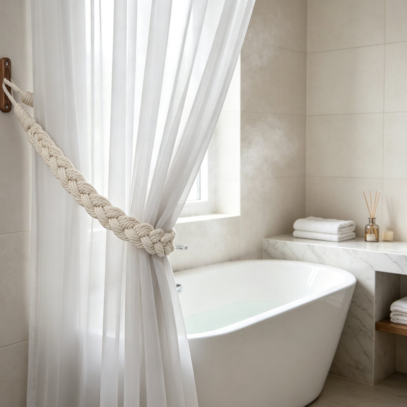 Natural Fabric Curtain Holdback/Tieback, Beige