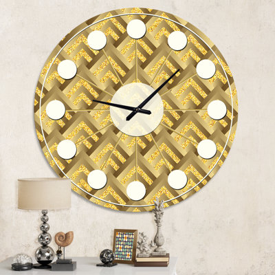 Motif à carreaux dorés - horloge murale moderne Mid-Century