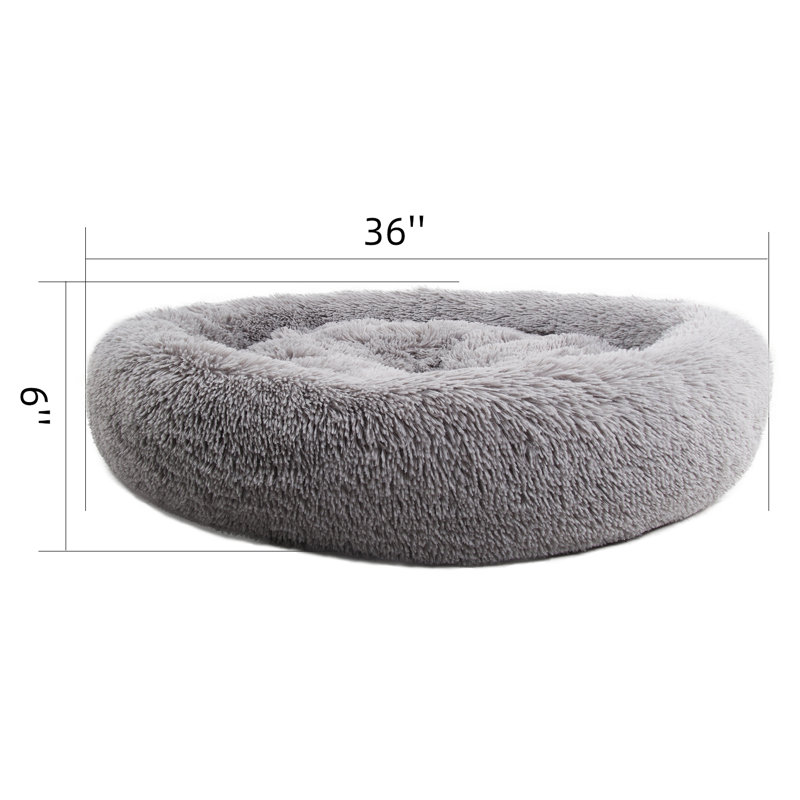 Tapis pour chien doux et rond, Gris, H 6 po x l 36 po x P 36 po