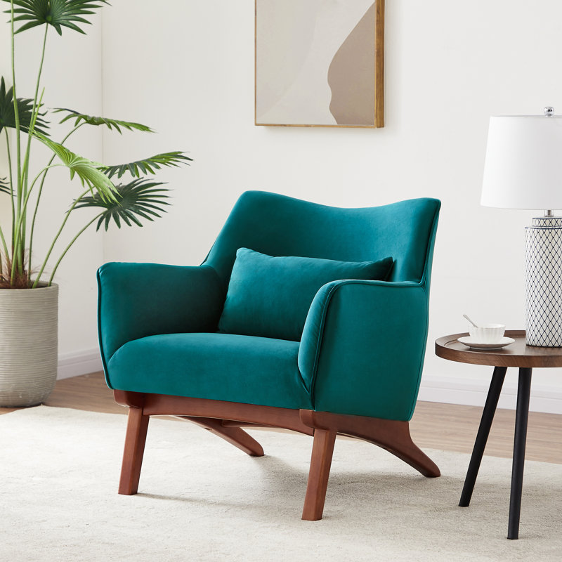 Fauteuil Elderon, Velours bleu sarcelle