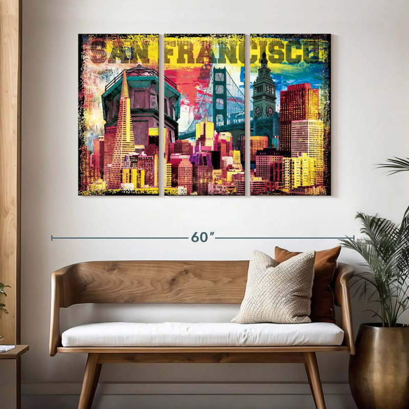Rorry Iconic San Francisco Landmarks Grunge, 32" H x 50" W