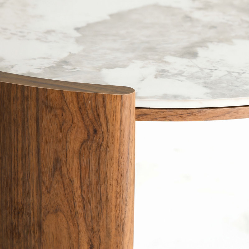 Table basse Modern Modern, Plateau blanc / base noyer