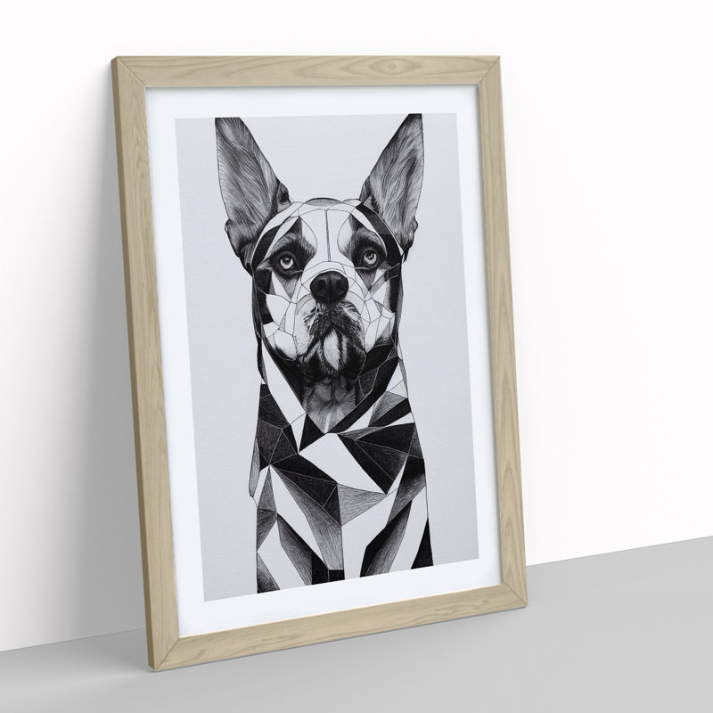 Deluxe Dog Abstract - Framed Print, 64cm H x 46cm W x 2cm D, Oak