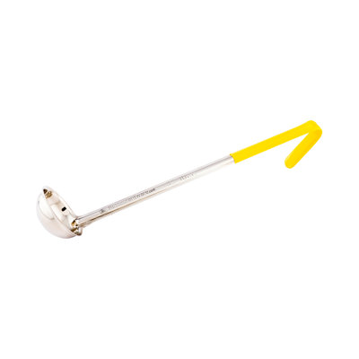 Restaurantware-Met Lux 1 Ounce Soup Ladle, 1 Hook Handle Serving Spoon - With Yellow Handle, Dishwashable, Stainless Steel Cooking Ladle, For Pouring And Cooking,  for Soup, Chilli, Or Batter