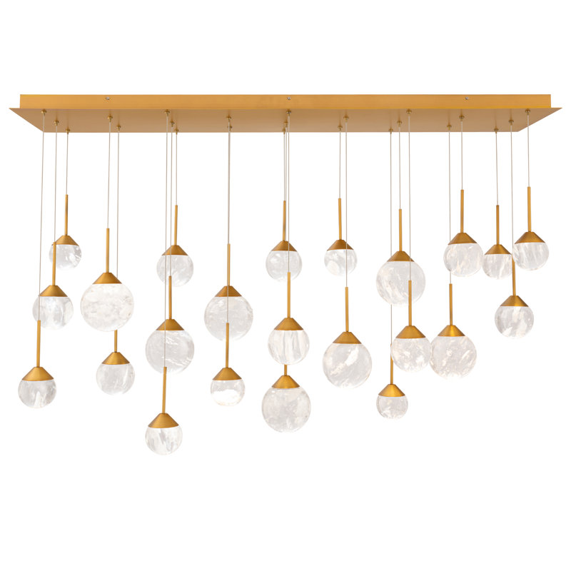 Quest 23 Light Crystal LED Multi-Light Pendant, Aged Brass