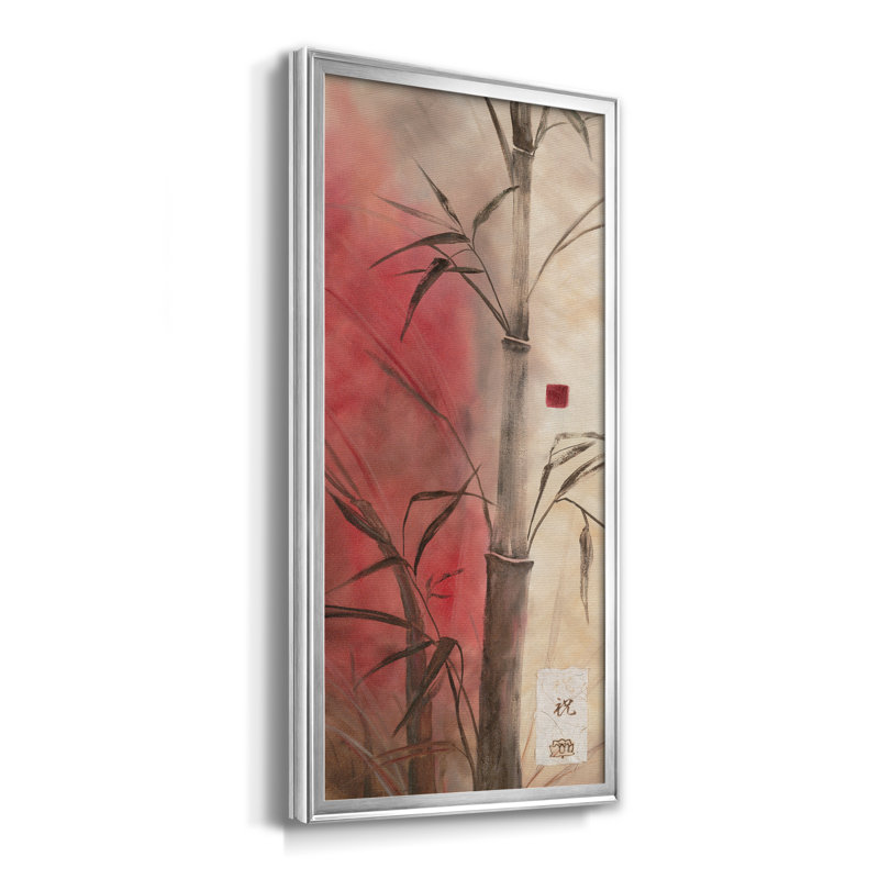 Bamboo Design II - Peinture sur toile encadrée, Argent, H 10,5 po x l 18,5 po x P 1,5 po