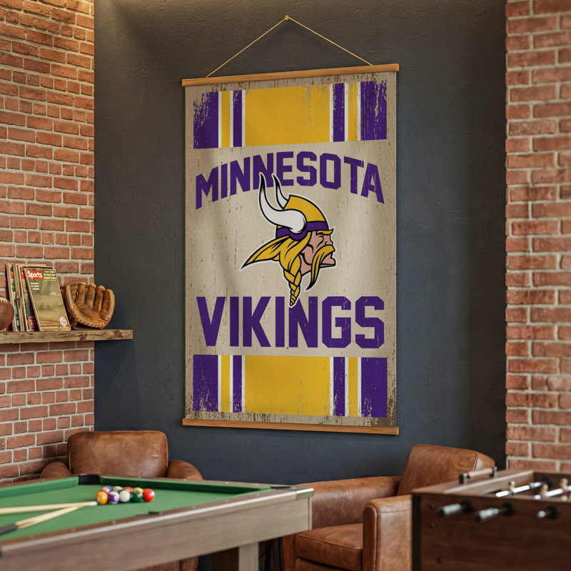 Tapisserie murale en toile 36 po x 54 po Minnesota Vikings, Vikings du Minnesota