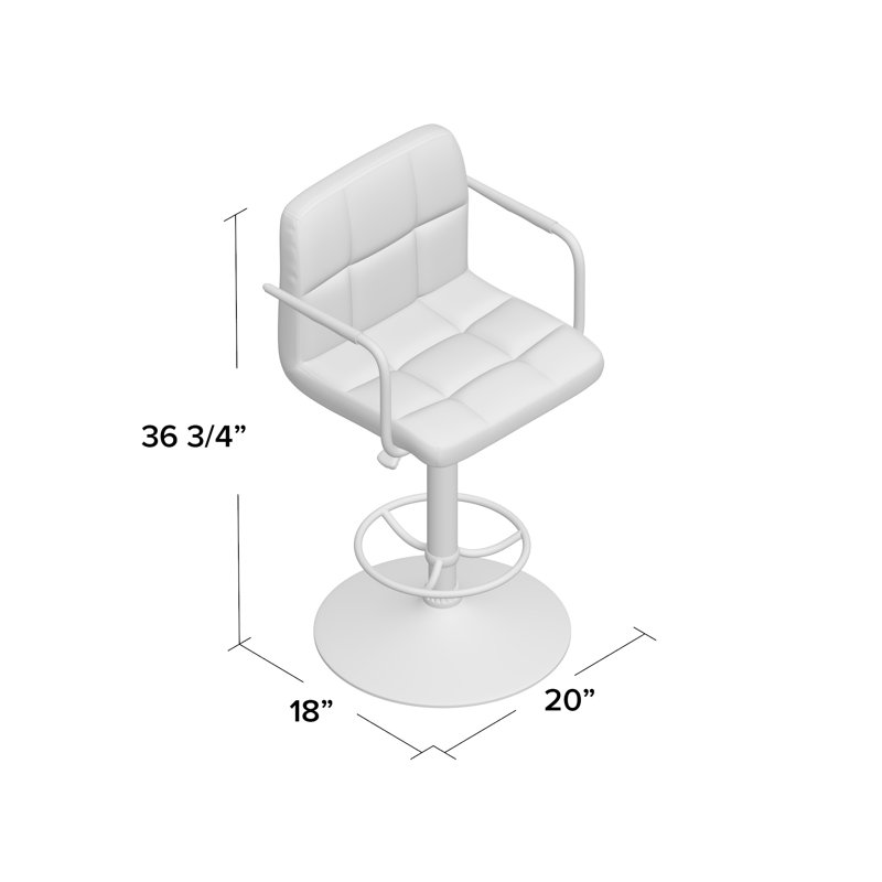 Red Adjustable Height Swivel Leather Bar Stool with Metal Base