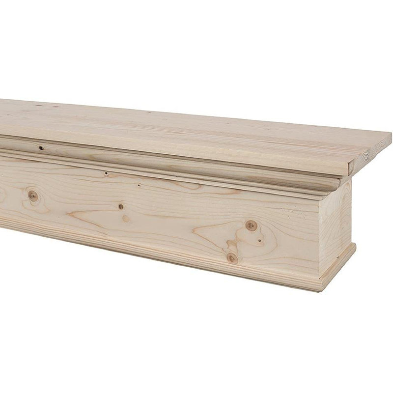  Bellamy 60" Floating Wood Fireplace Shelf, 60", Unfinished