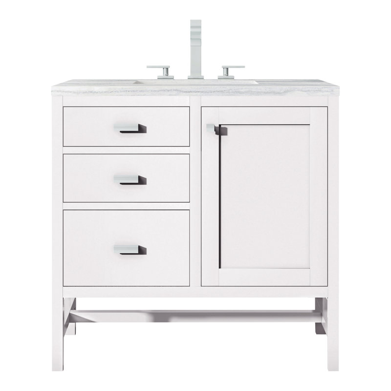 Addison 36'' W Vanity, Carrara White, 8" Widespread, Glossy White
