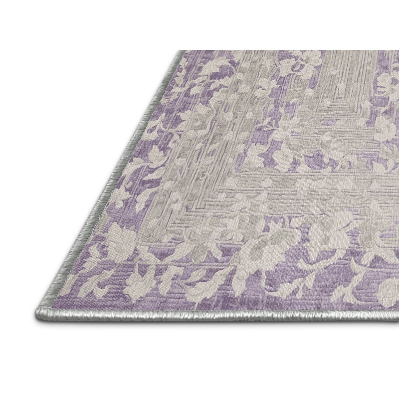 Machine Washable Beige Area Rug, Square 5'