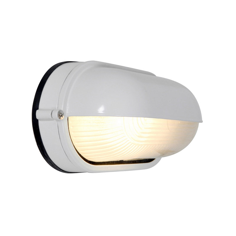 Yockey - Wet Location Bulkhead - Frosted Glass Shade - Replaceable LED, White