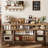 65.8" Fluted sideboard Adjustable 3-Tier with Fluted Doors and Gold Handle for Kitchen, Entryway, Dining Room-1109426867