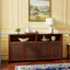 Buffet Mid-Century moderne en rotin avec rangement spacieux, idéal pour le salon, le vestibule et la cuisine-1997503567