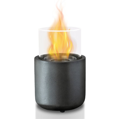 TerraFab Round Portable Tabletop Fireplace with Windproof Glass