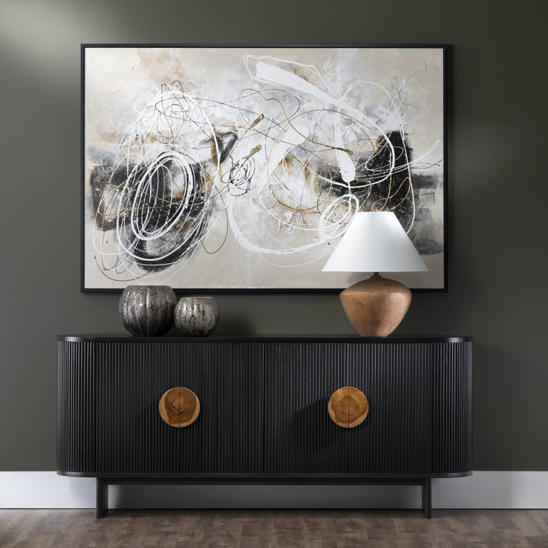 Dalia 82" Black 4-Door Media Credenza_Sideboard