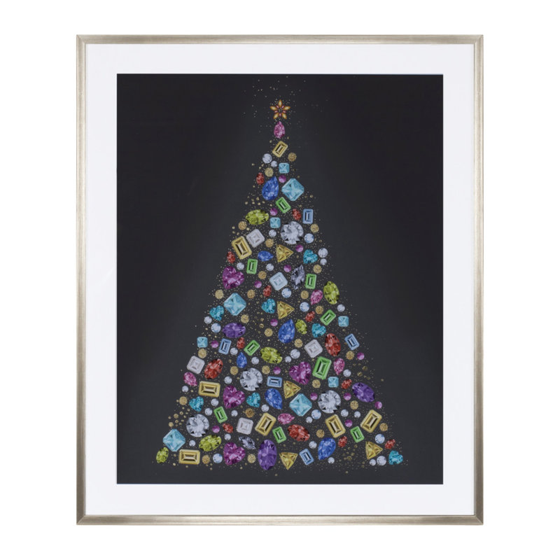 Art mural encadré arbre de Noël bejewelé champagne