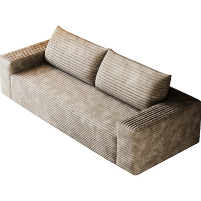 63 po 2 places en velours côtelé de chameau pour le salon, la chambre à coucher, la conférence sans assemblage, tissu à peau lisse, rembourrage en éponge haute densité, conception ergonomique avec accoudoirs relaxants et doux