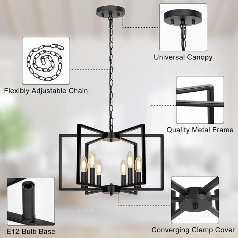 6 Light Geometric Dining Room Light Fixture