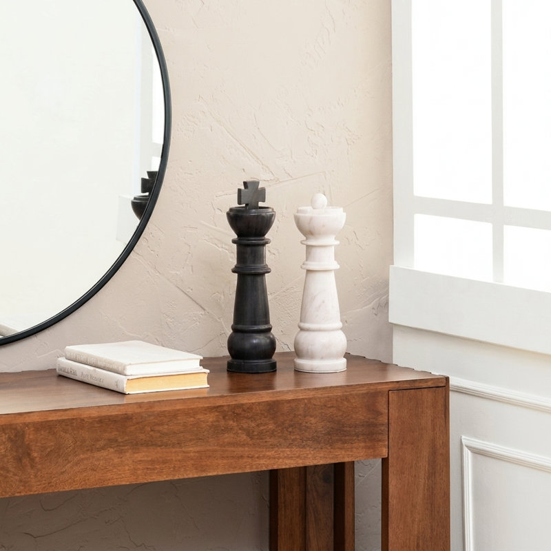 Patriana Marble King and Queen Chess Piece Decor Set
