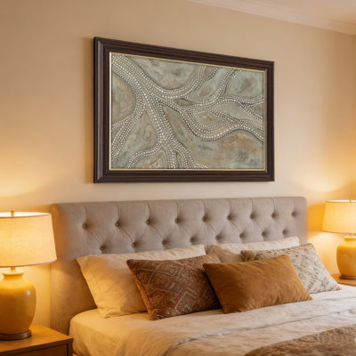 Art mural antique sur toile encadré doré pour le salon, la chambre à coucher, le bureau ou le vestibule - Décoration murale décorative avec motif abstrait